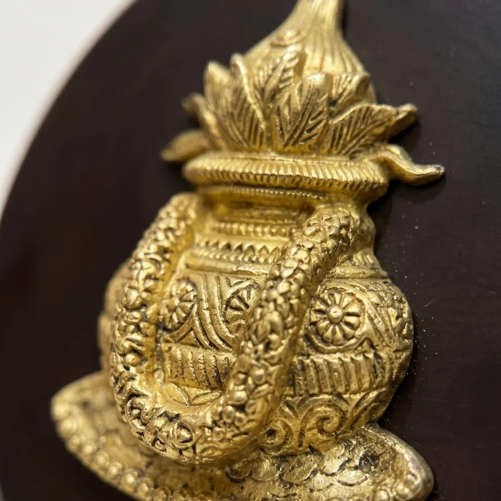 Brass Kalash Wall Vastu Decor with Wooden Base product image