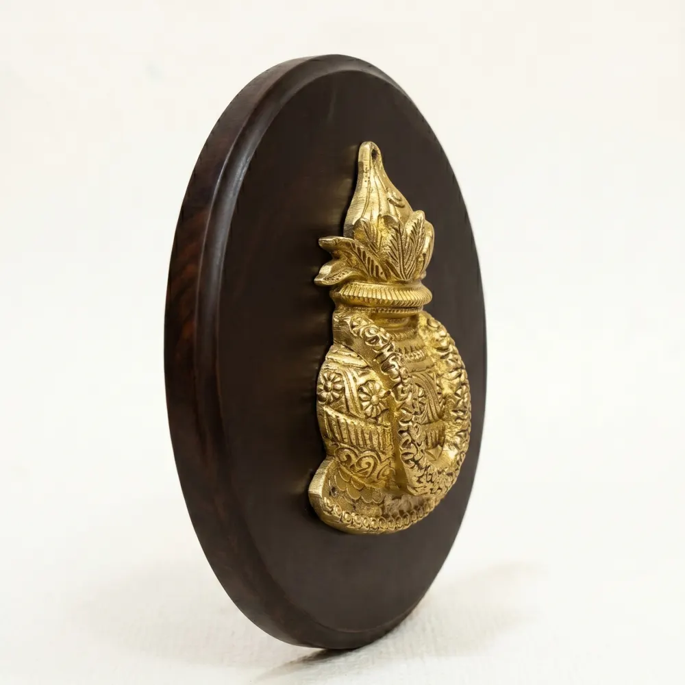 Brass Kalash Wall Vastu Decor with Wooden Base product image