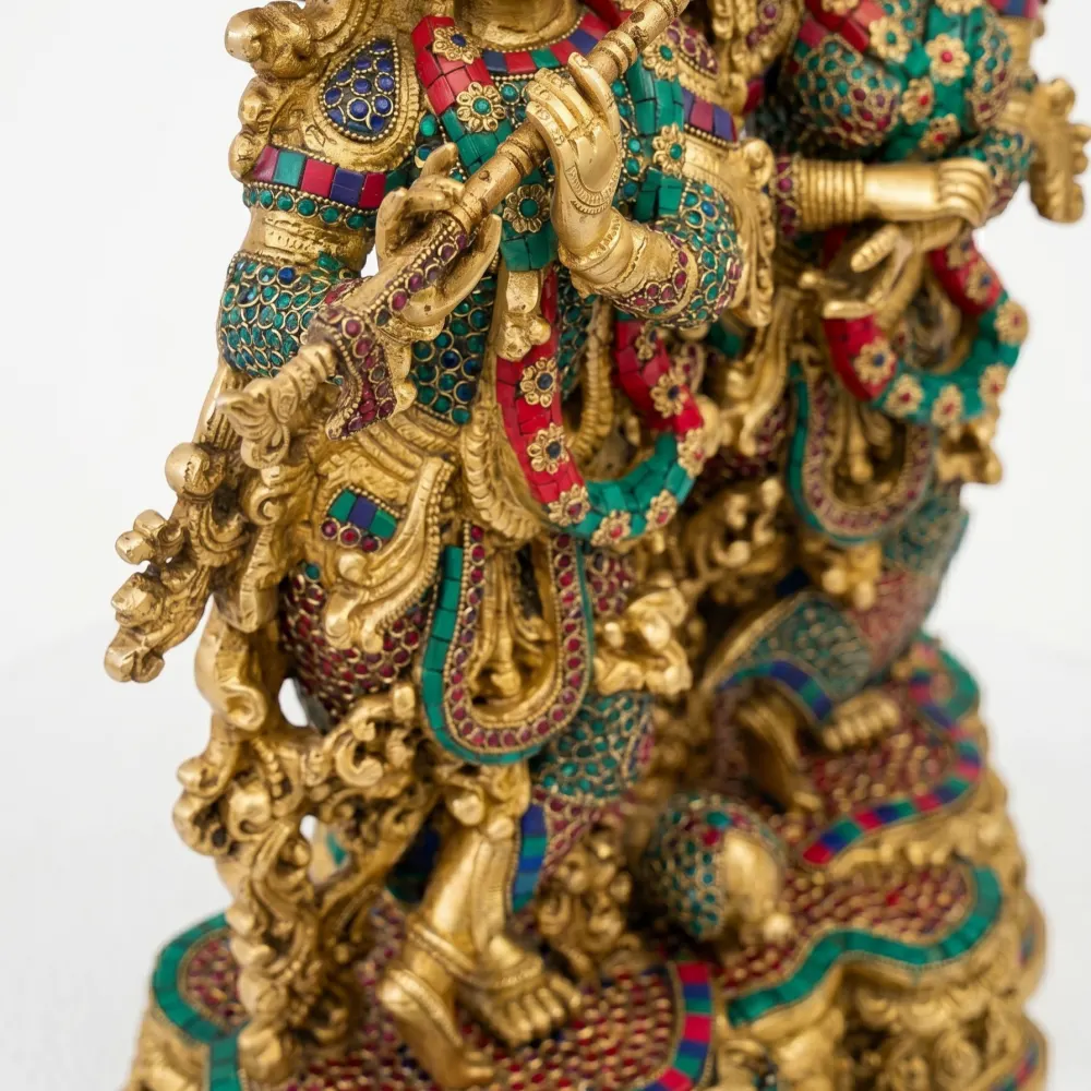 Majestic Radha Krishna Brass Murti (28 Inch) with Meenakari Work – Luxury Handcrafted Idol product image