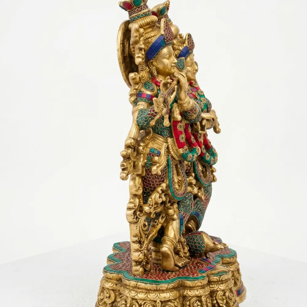 Majestic Radha Krishna Brass Murti (28 Inch) with Meenakari Work – Luxury Handcrafted Idol product image