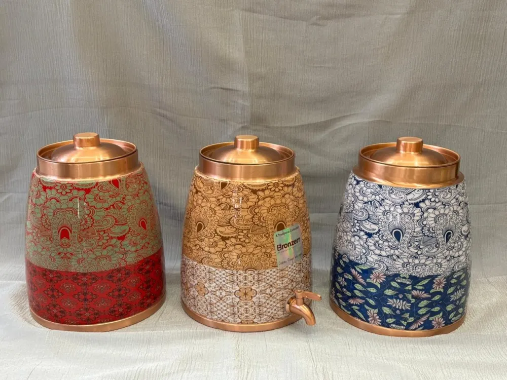 Copper Kohinoor Matka (8 Litre) with Tap – Designer Printed Water Dispenser product image