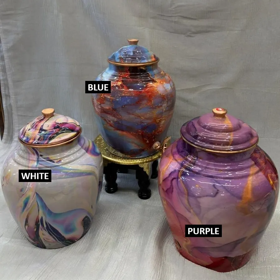 Copper Kulfi Designer Printed Matka (12 Litre) with Tap – Marble Finish product image