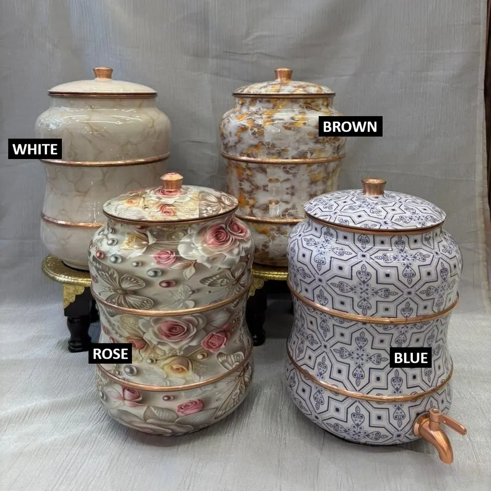 Copper Damru Designer Printed Matka (10 Litre) with Tap – Premium Pattern product image