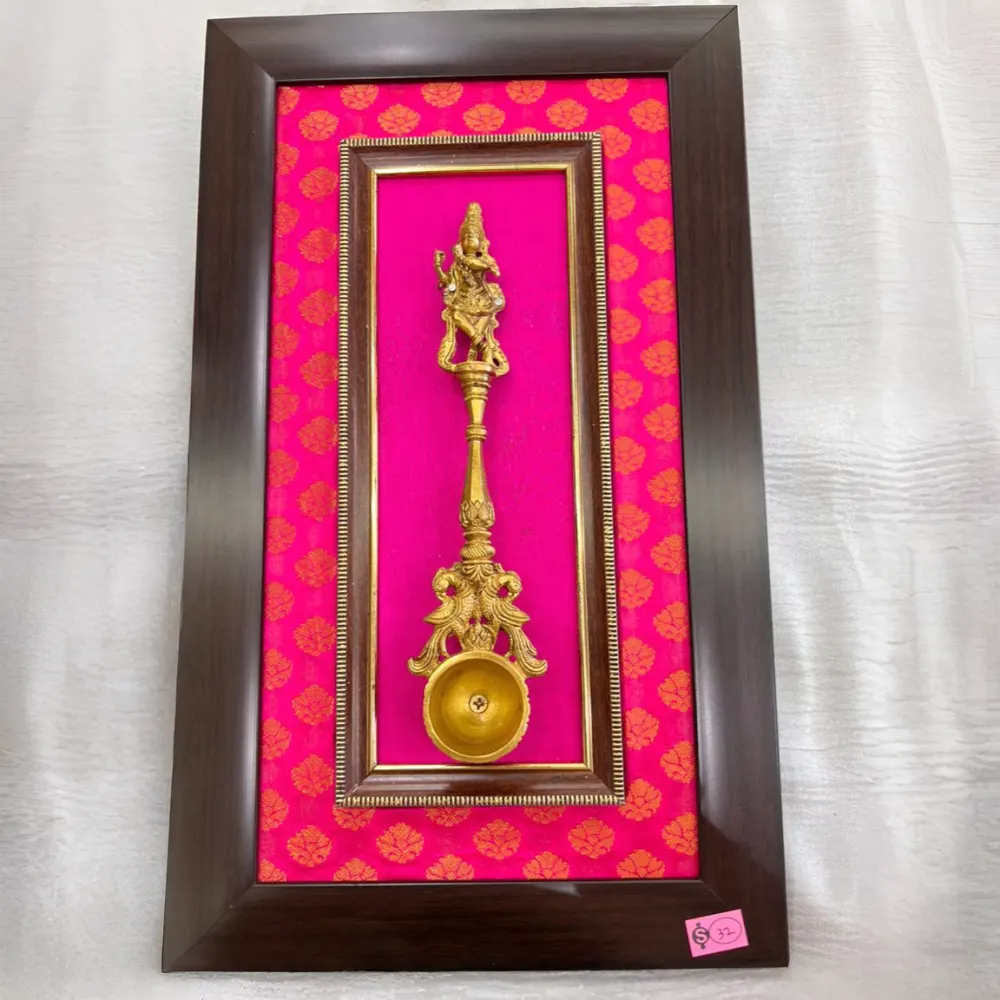 Dancing Krishna Achmani Wall Frame (17.4 Inch) | Brass Pooja Spoon Décor product image