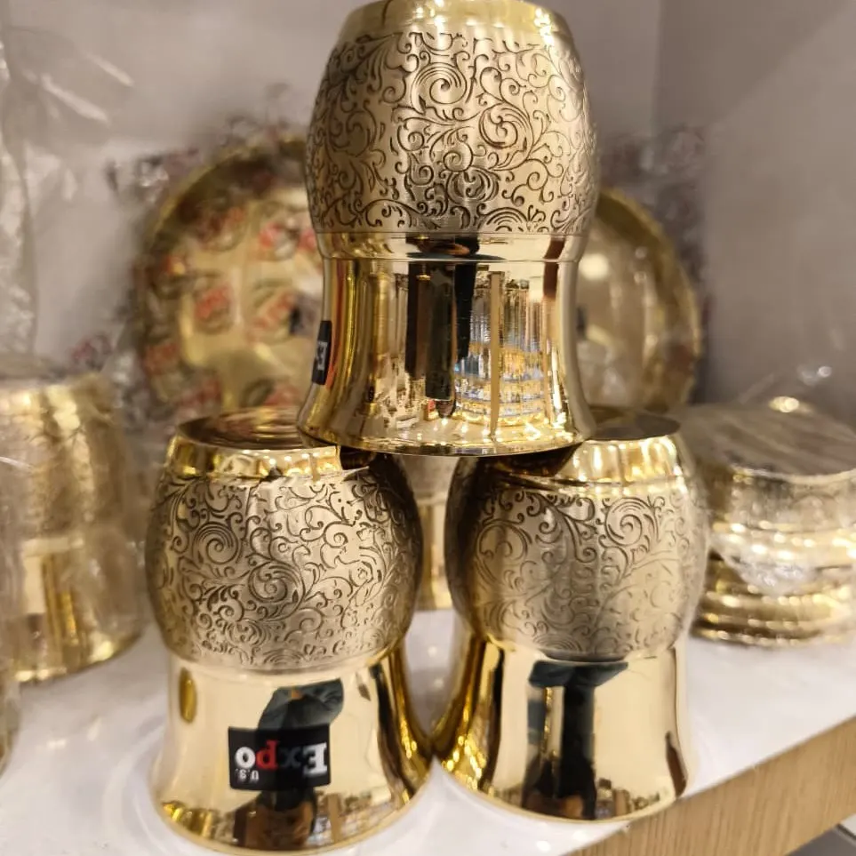 63-Piece Premium Brass Dinner Set with Wooden Gift Box product image